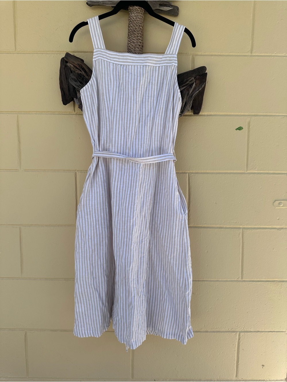 Liz Claiborne Beige and White Striped Button-Front Sundress - Picture 7 of 9